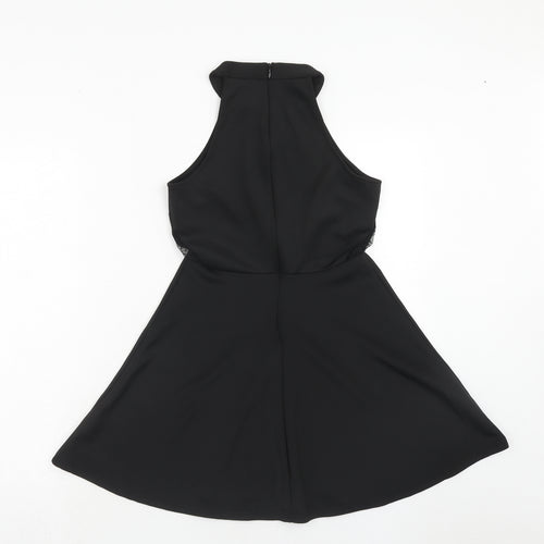 New Look Girls Black Polyester Skater Dress Size 14-15 Years Halter Zip