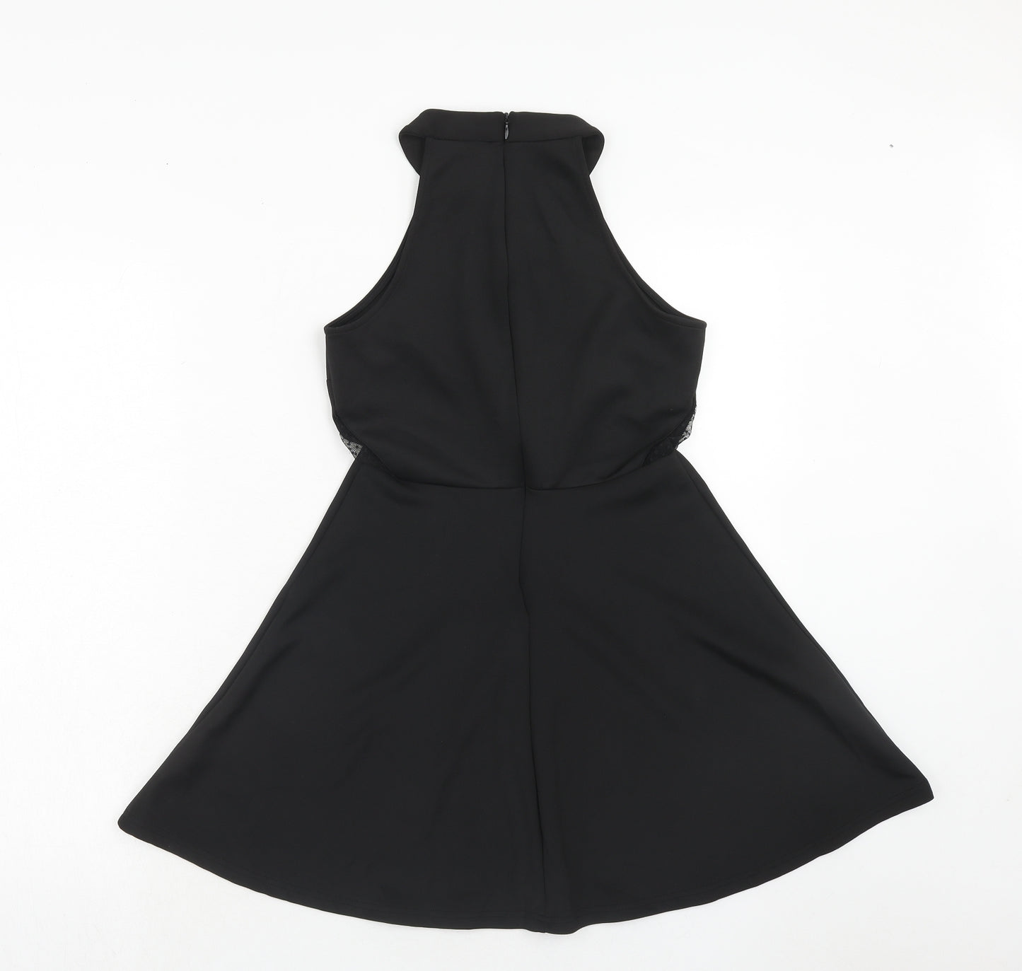 New Look Girls Black Polyester Skater Dress Size 14-15 Years Halter Zip