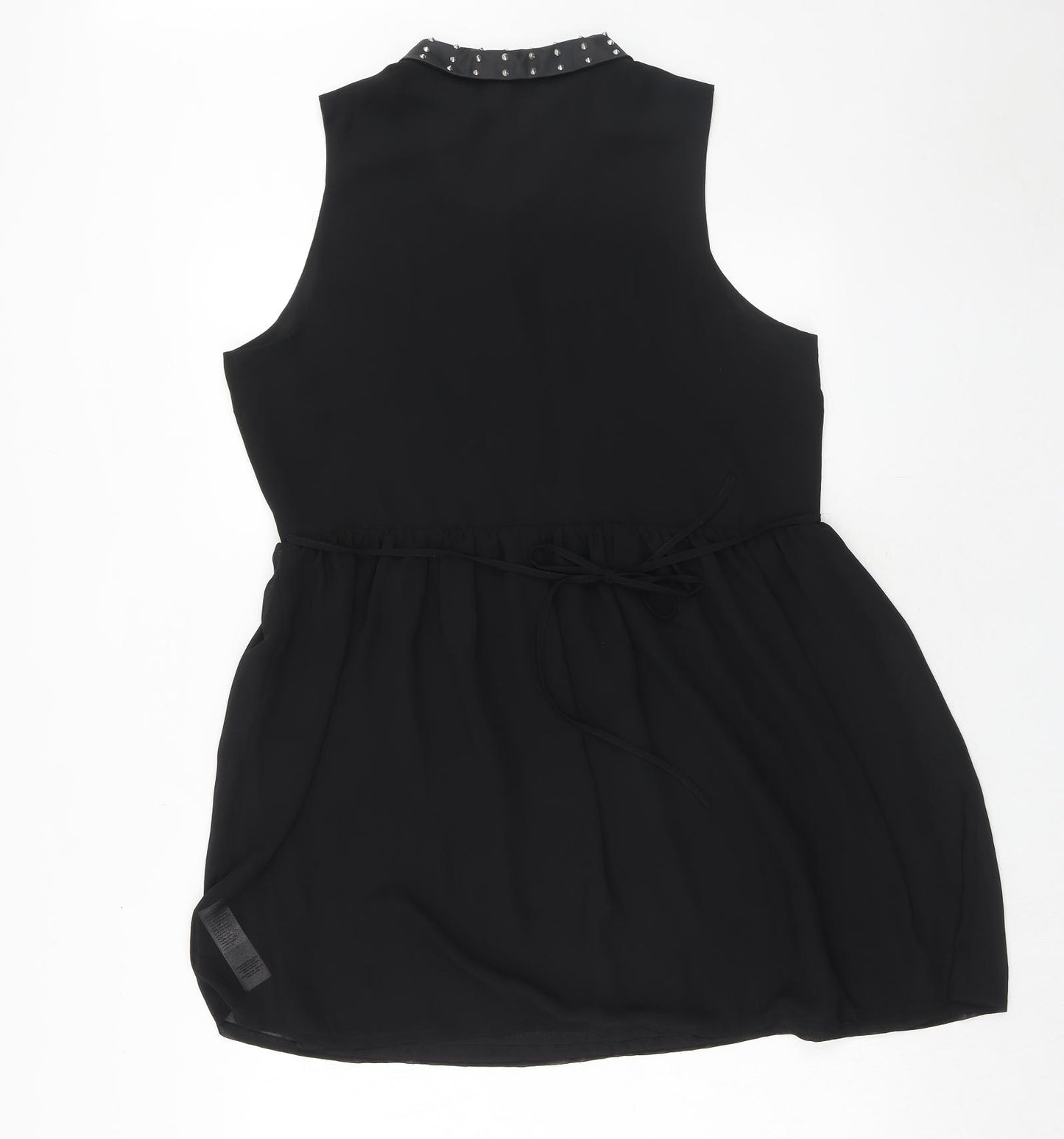New Look Womens Black Polyester Shirt Dress Size 16 Collared Button