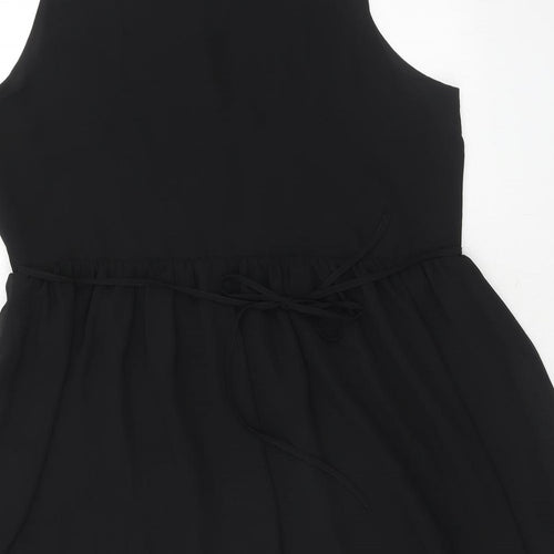 New Look Womens Black Polyester Shirt Dress Size 16 Collared Button