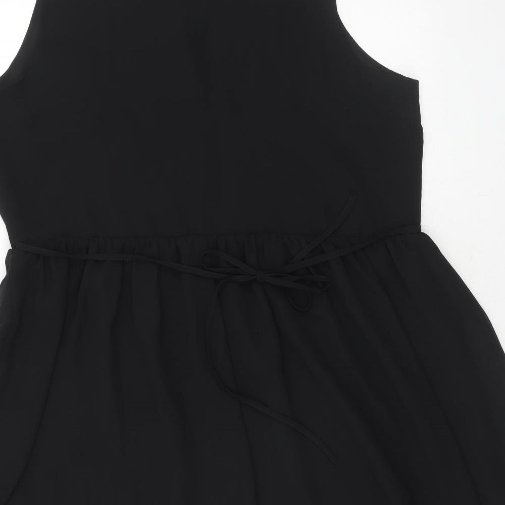 New Look Womens Black Polyester Shirt Dress Size 16 Collared Button