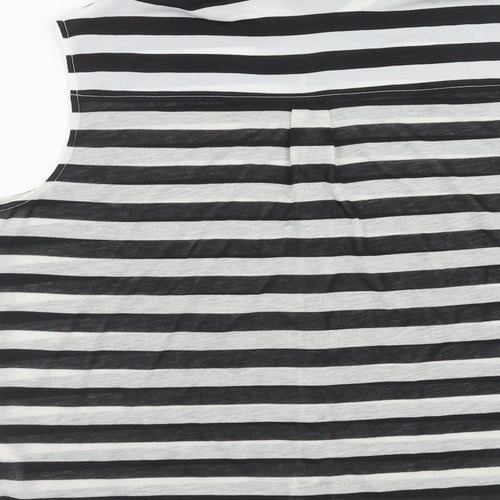 H&M Womens Black Striped Polyester Basic Tank Size M Collared