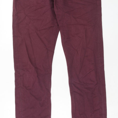 Fat Face Mens Red Cotton Straight Jeans Size 32 in Regular Zip - Long Leg