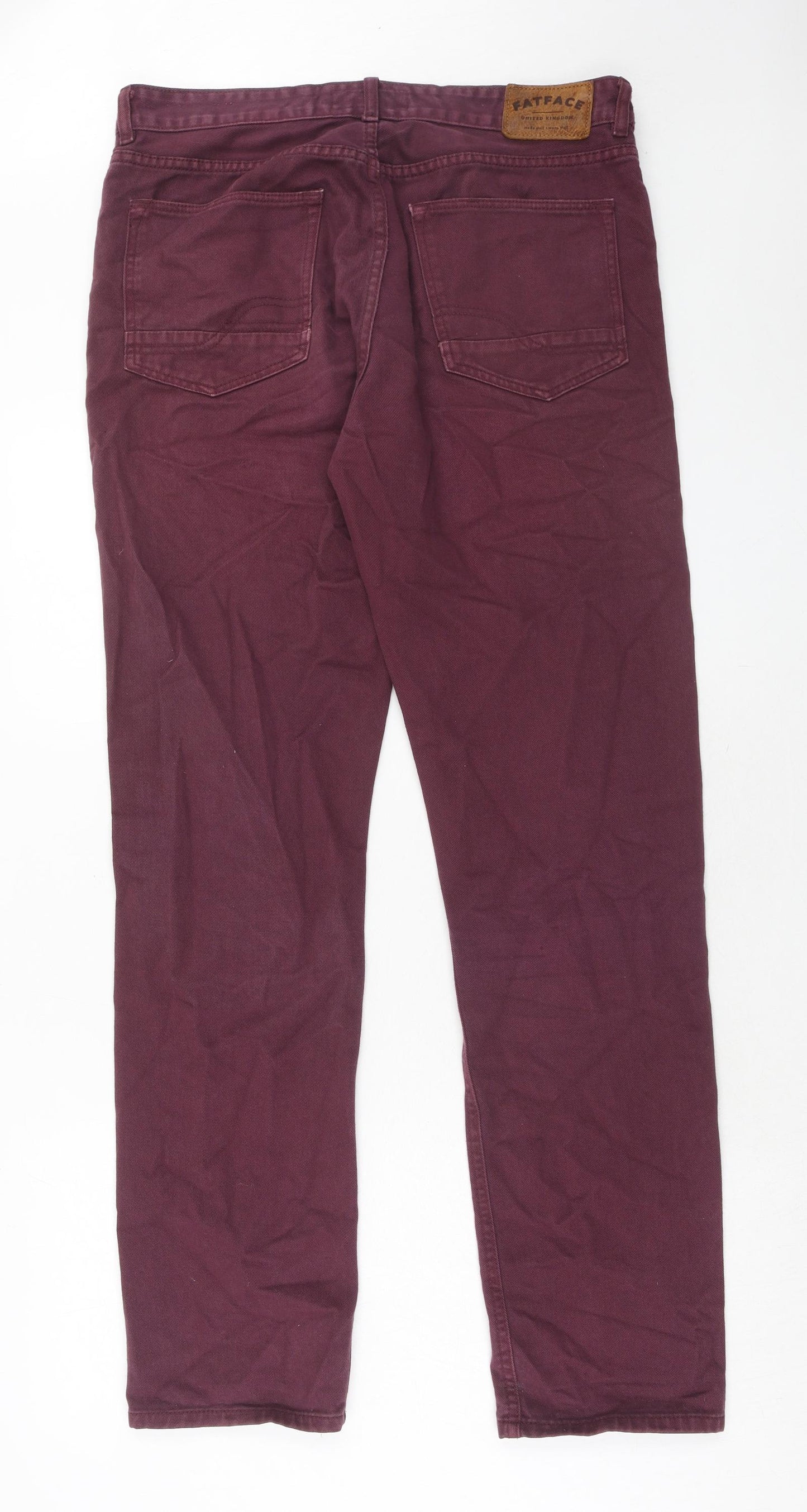 Fat Face Mens Red Cotton Straight Jeans Size 32 in Regular Zip - Long Leg