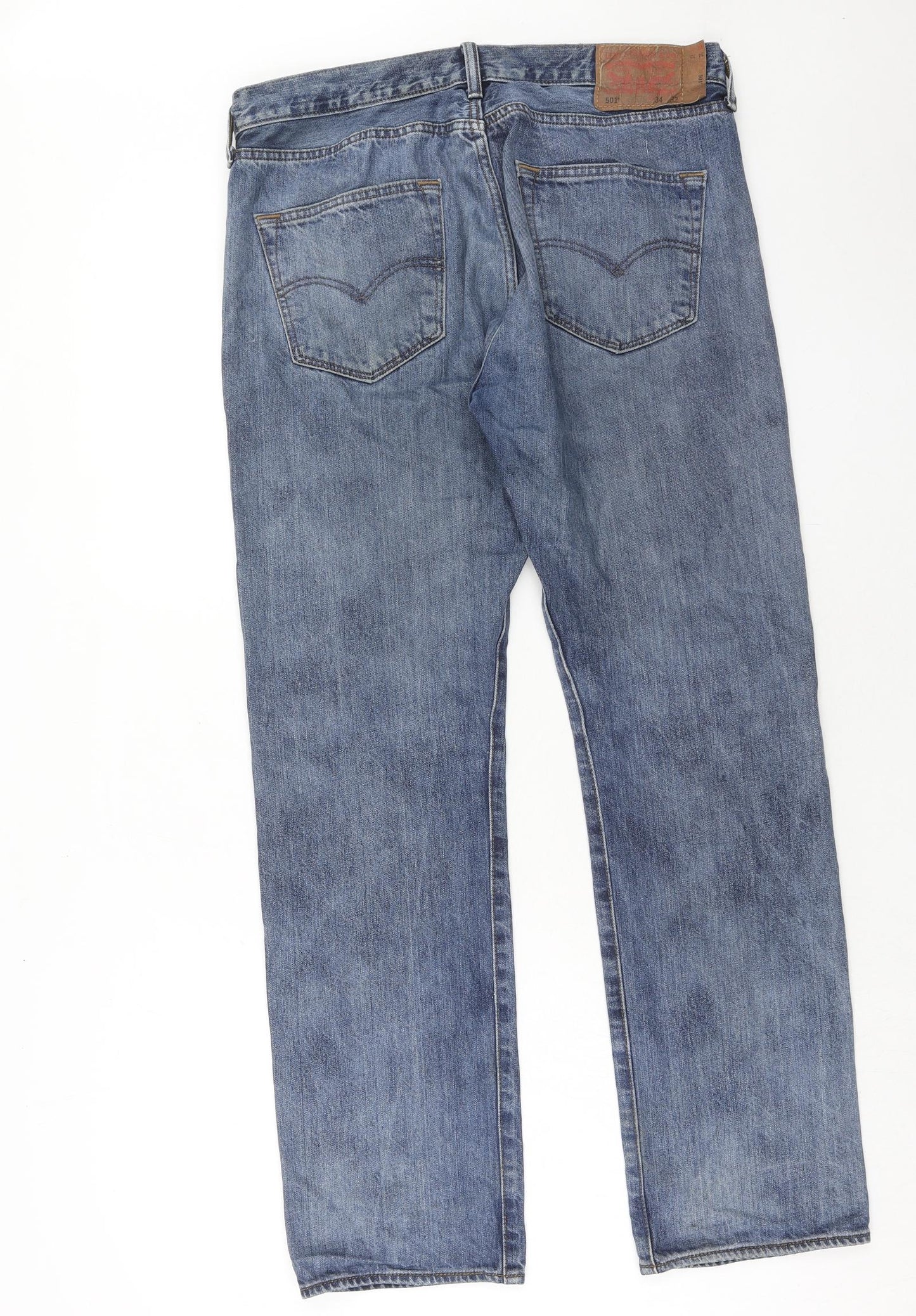 Levi's Mens Blue Cotton Straight Jeans Size 34 in L32 in Regular Button