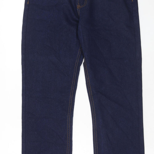 Cotton Traders Mens Blue Cotton Straight Jeans Size 34 in L30 in Regular Zip