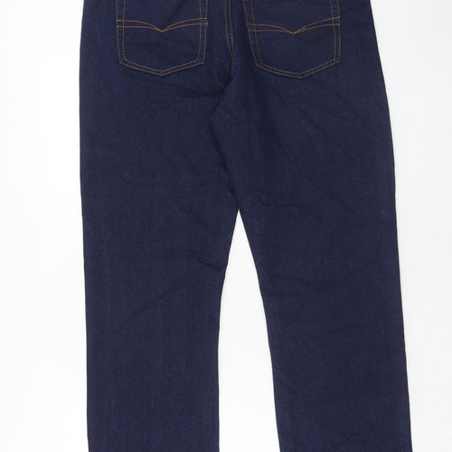 Cotton Traders Mens Blue Cotton Straight Jeans Size 34 in L30 in Regular Zip