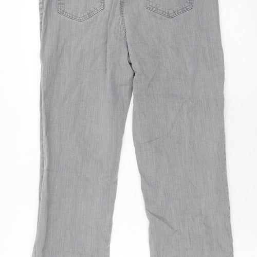 Damart Womens Grey Cotton Straight Jeans Size 16 Regular Zip