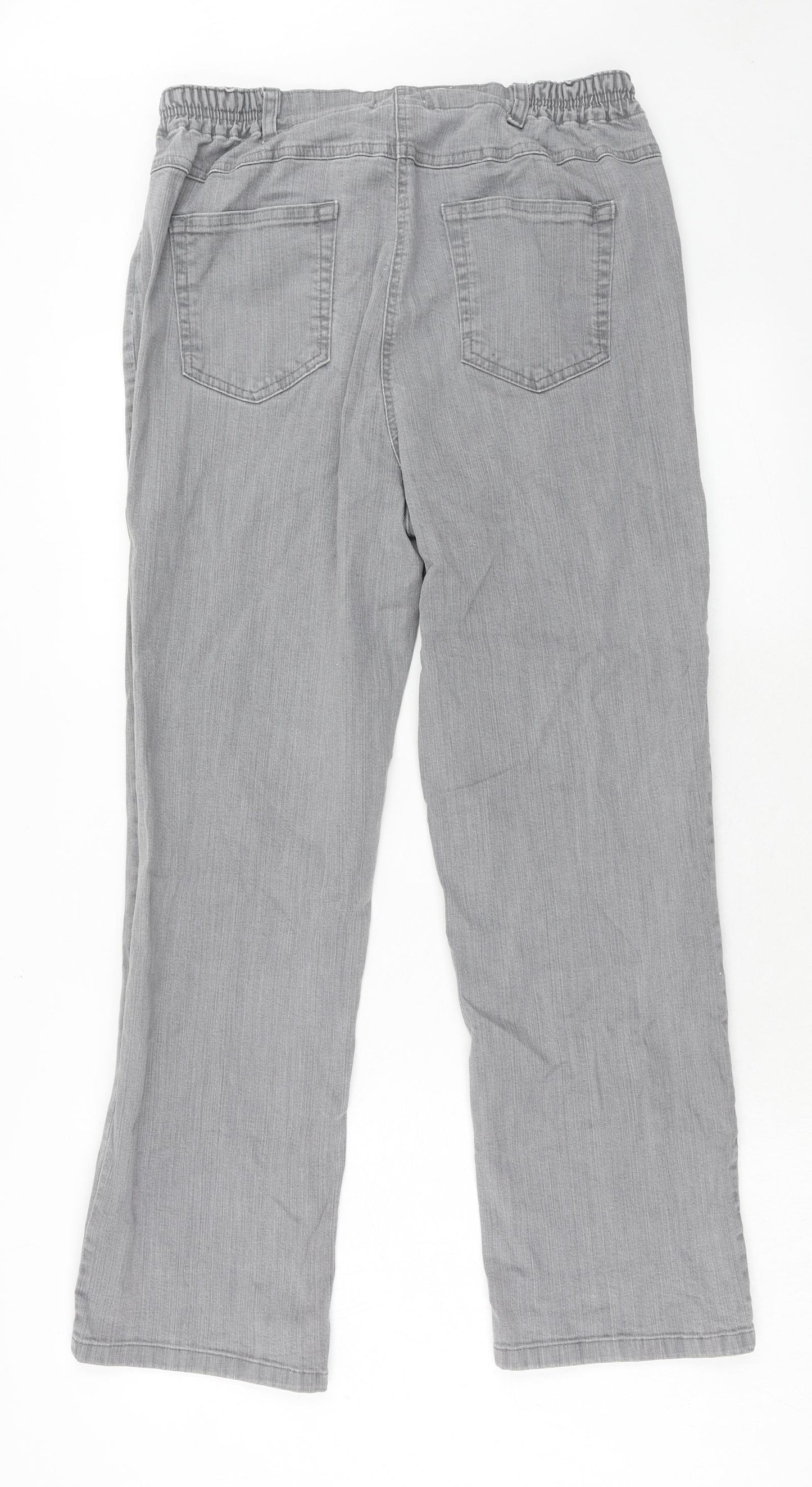 Damart Womens Grey Cotton Straight Jeans Size 16 Regular Zip
