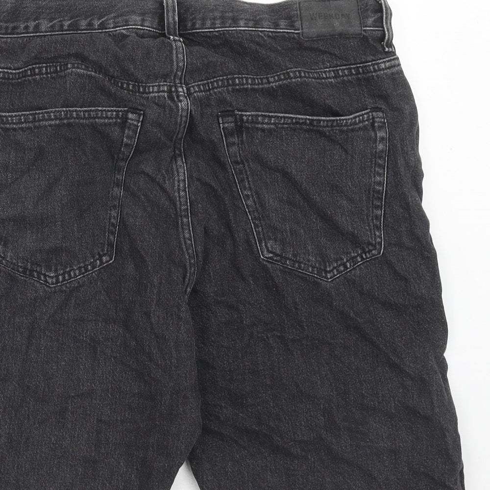 Weekday Mens Black Cotton Bermuda Shorts Size 31 in Regular Button