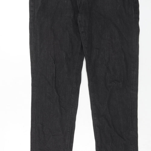 Superdry Mens Black Cotton Straight Jeans Size 34 in L34 in Regular Zip