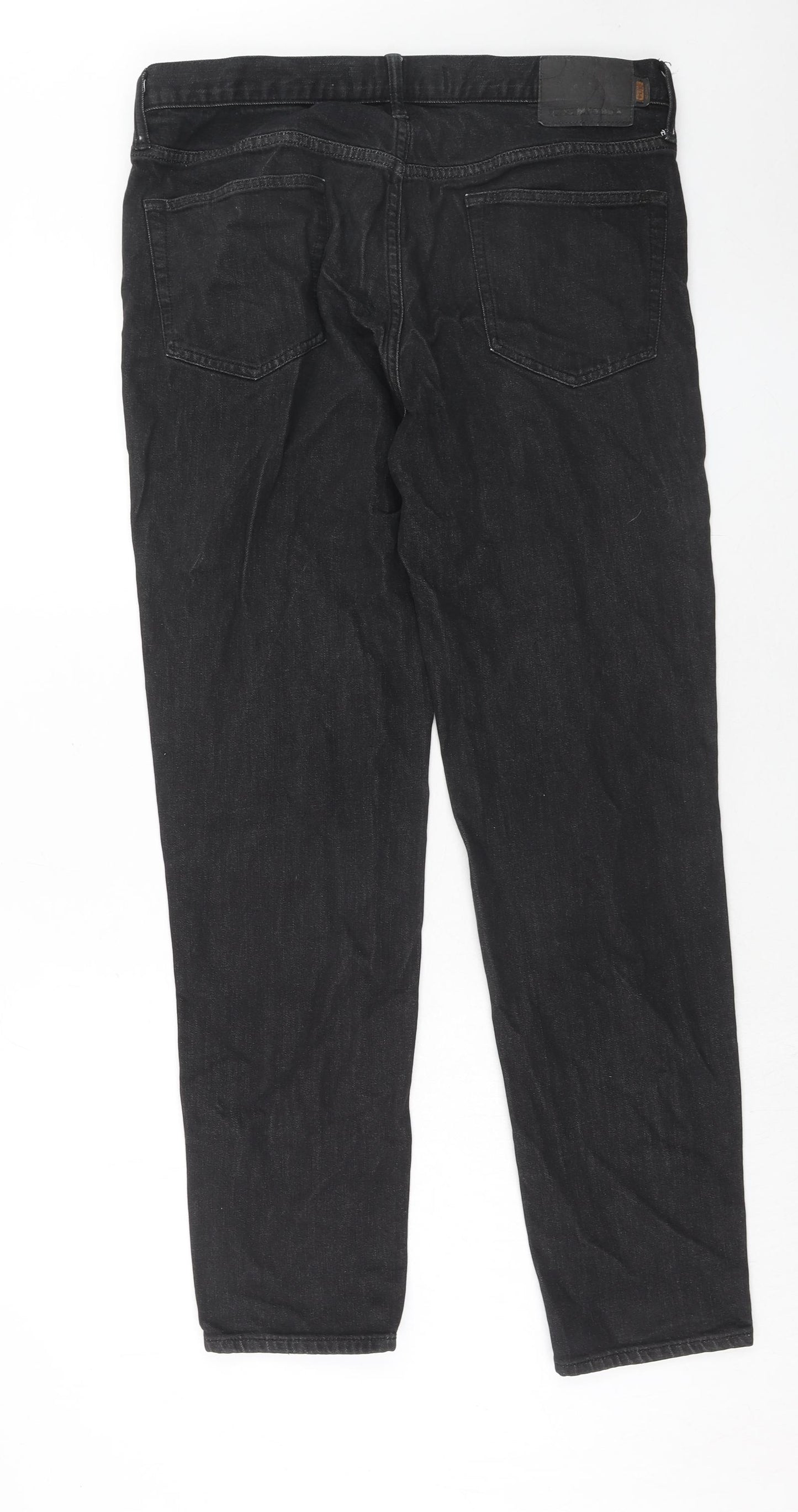 Superdry Mens Black Cotton Straight Jeans Size 34 in L34 in Regular Zip