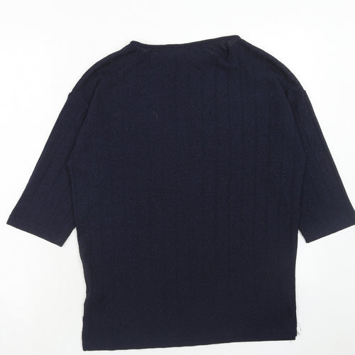 Marks and Spencer Womens Blue Round Neck Polyester Pullover Jumper Size 6