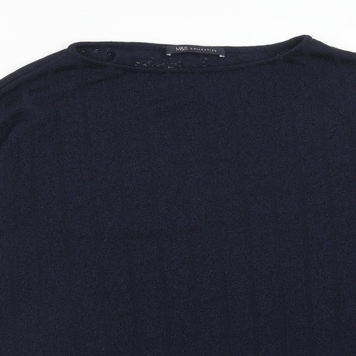 Marks and Spencer Womens Blue Round Neck Polyester Pullover Jumper Size 6