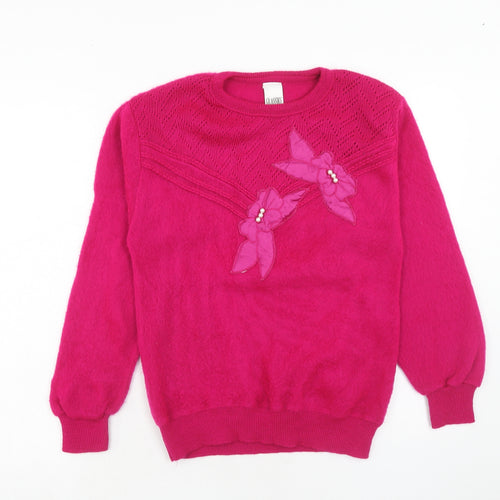 Classics & Co Womens Pink Round Neck Acrylic Pullover Jumper Size 10