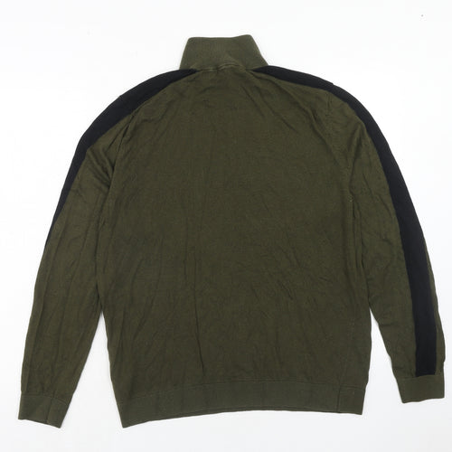 Ted Baker Mens Green High Neck Cupro Pullover Jumper Size XL Long Sleeve