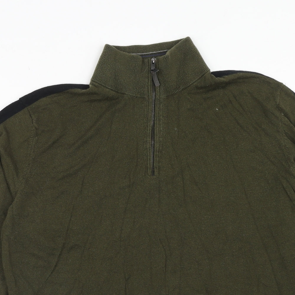 Ted Baker Mens Green High Neck Cupro Pullover Jumper Size XL Long Sleeve