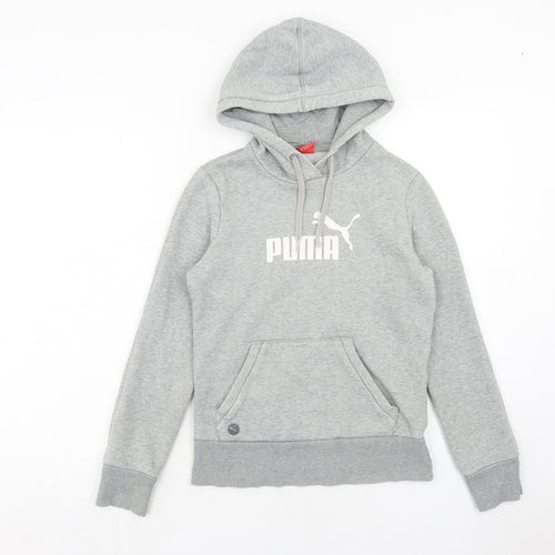 PUMA Womens Grey Cotton Pullover Hoodie Size 10 Pullover