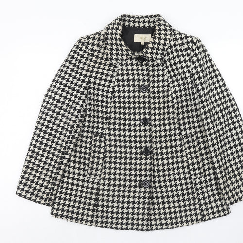 EWM Womens Black Geometric Jacket Size 12 Button