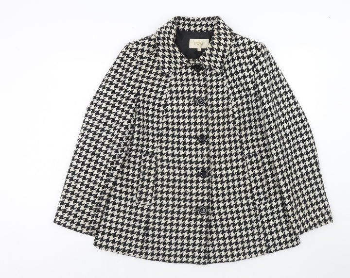 EWM Womens Black Geometric Jacket Size 12 Button