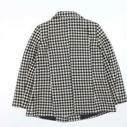 EWM Womens Black Geometric Jacket Size 12 Button