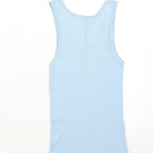 American Apparel Womens Blue Cotton Basic Tank Size M Round Neck