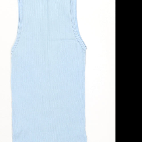 American Apparel Womens Blue Cotton Basic Tank Size M Round Neck