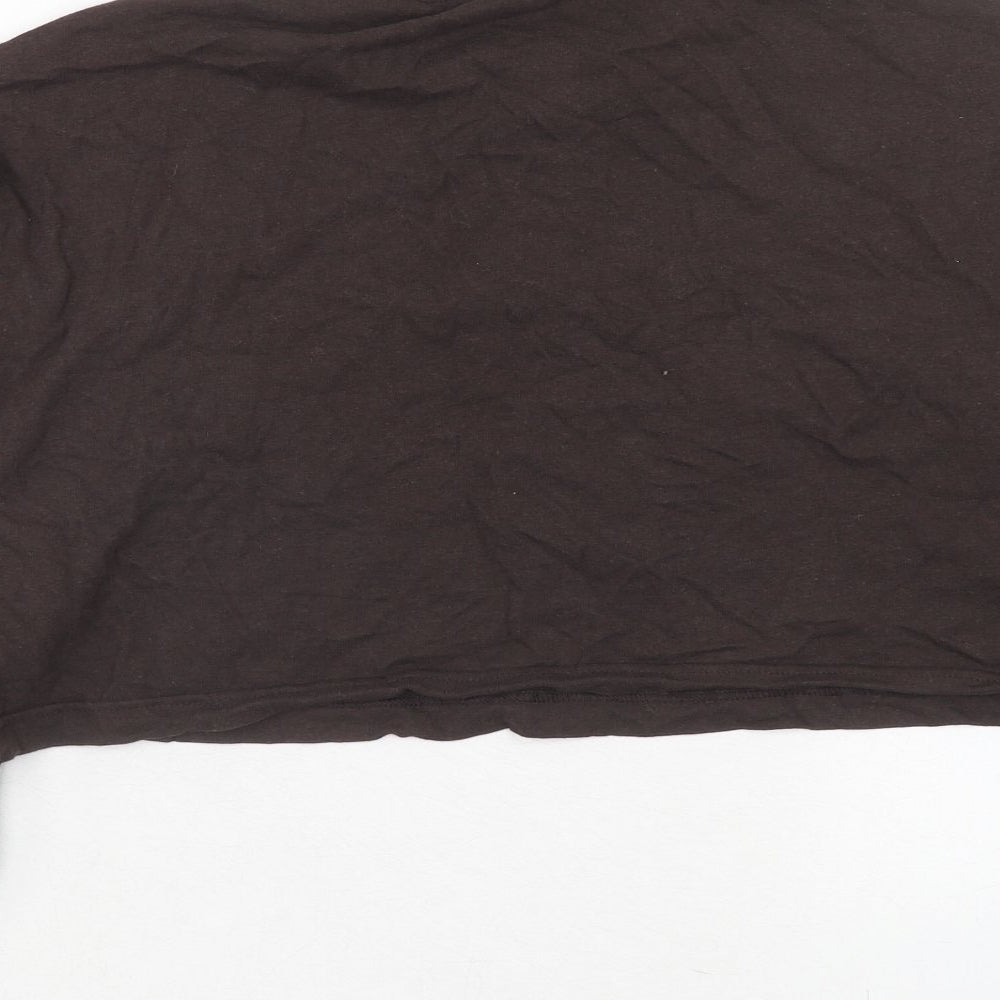 H&M Womens Brown Cotton Cropped Polo Size S Collared