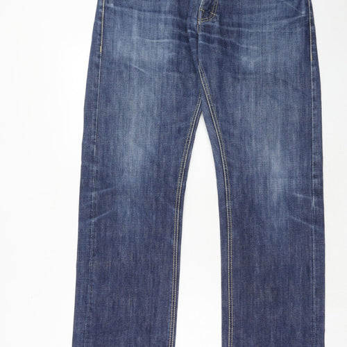Mish Mash Mens Blue Cotton Straight Jeans Size 34 in Regular Zip - Long Leg