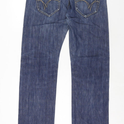 Mish Mash Mens Blue Cotton Straight Jeans Size 34 in Regular Zip - Long Leg