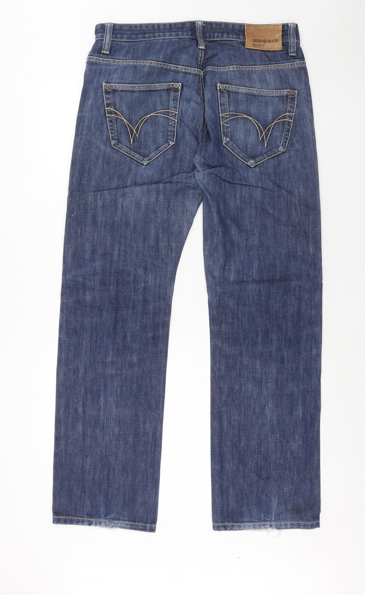 Mish Mash Mens Blue Cotton Straight Jeans Size 34 in Regular Zip - Long Leg