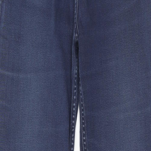Marks and Spencer Womens Blue Cotton Straight Jeans Size 14 Regular Zip
