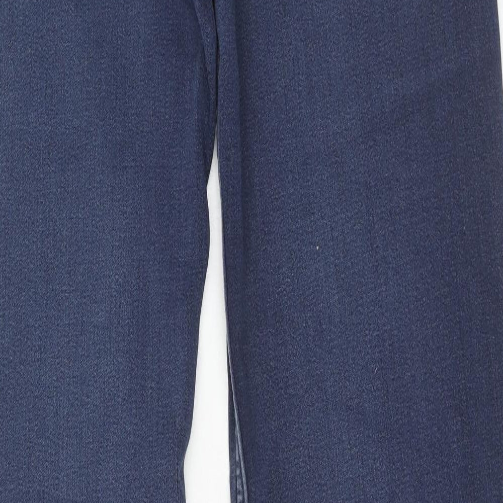 Marks and Spencer Womens Blue Cotton Straight Jeans Size 14 Regular Zip