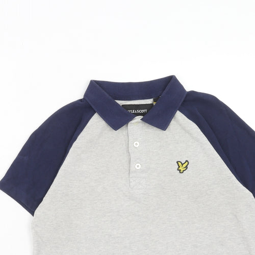 Lyle & Scott Mens Grey Cotton Polo Size S Collared Button