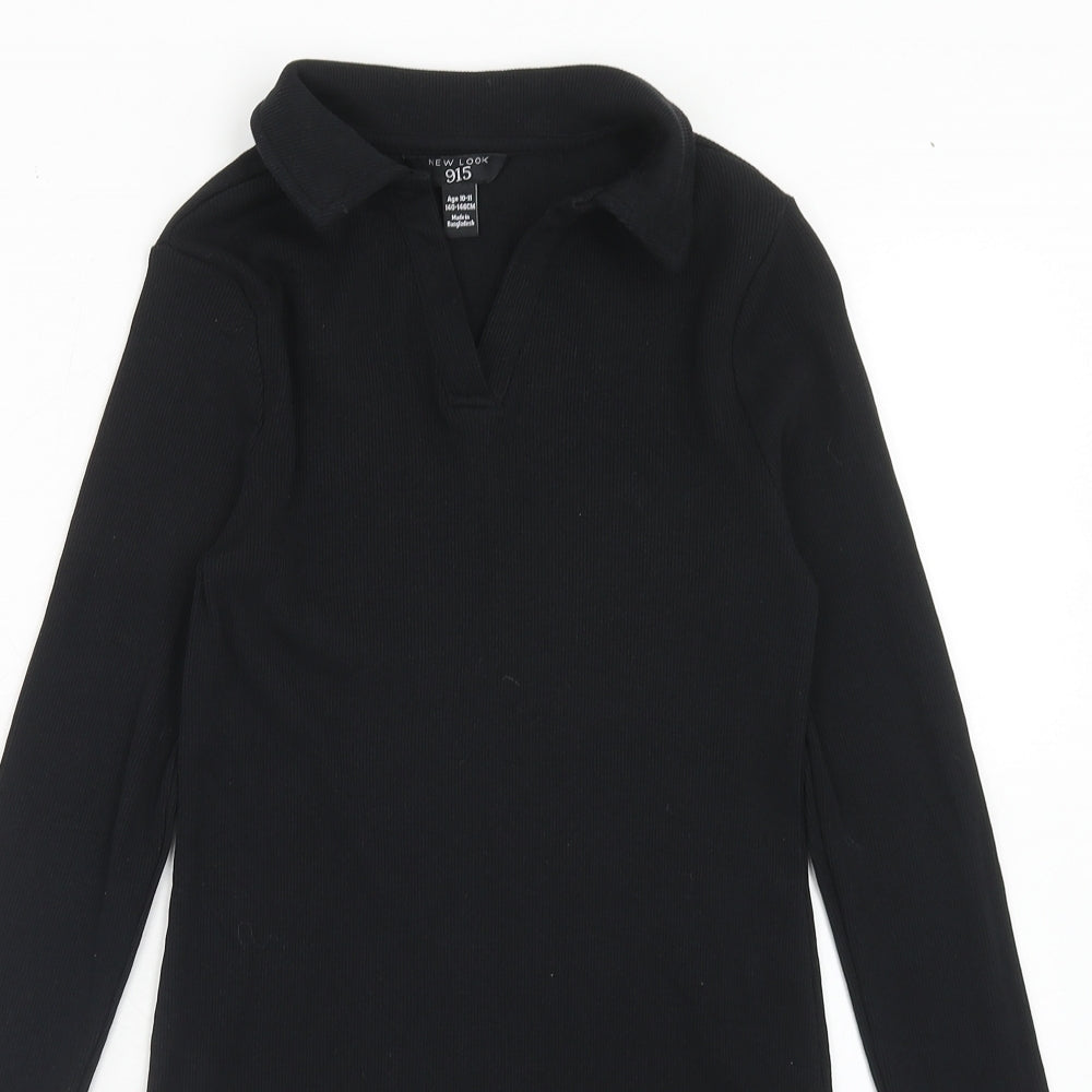 New Look Girls Black Cotton A-Line Size 10-11 Years Collared Pullover