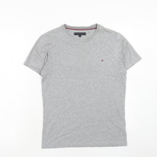 Tommy Hilfiger Mens Grey Cotton T-Shirt Size S Round Neck