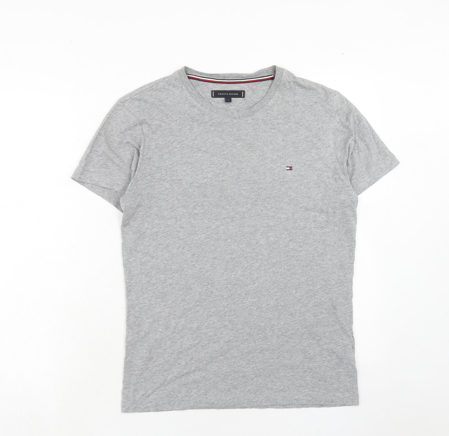 Tommy Hilfiger Mens Grey Cotton T-Shirt Size S Round Neck