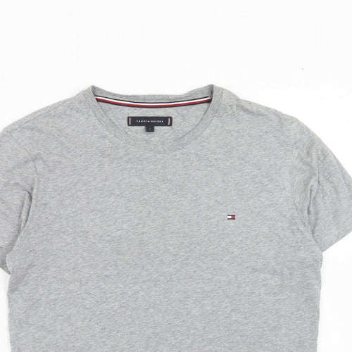 Tommy Hilfiger Mens Grey Cotton T-Shirt Size S Round Neck
