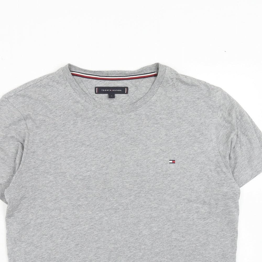 Tommy Hilfiger Mens Grey Cotton T-Shirt Size S Round Neck