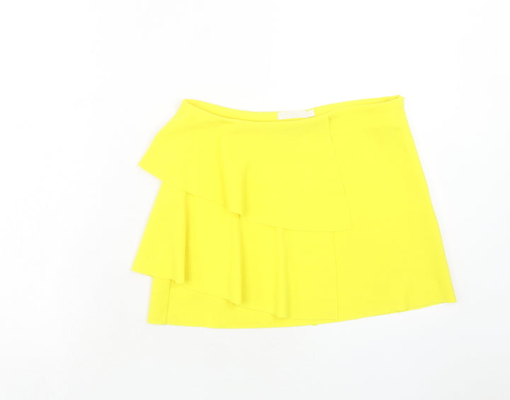 Vero & Lucy Womens Yellow Polyester Mini Skirt Size M Zip