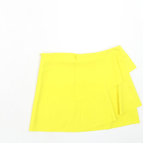 Vero & Lucy Womens Yellow Polyester Mini Skirt Size M Zip