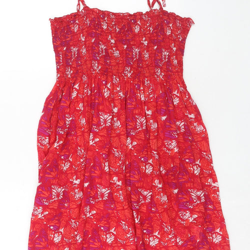 Editions Womens Red Geometric Cotton Tank Dress Size 20 Square Neck Pullover