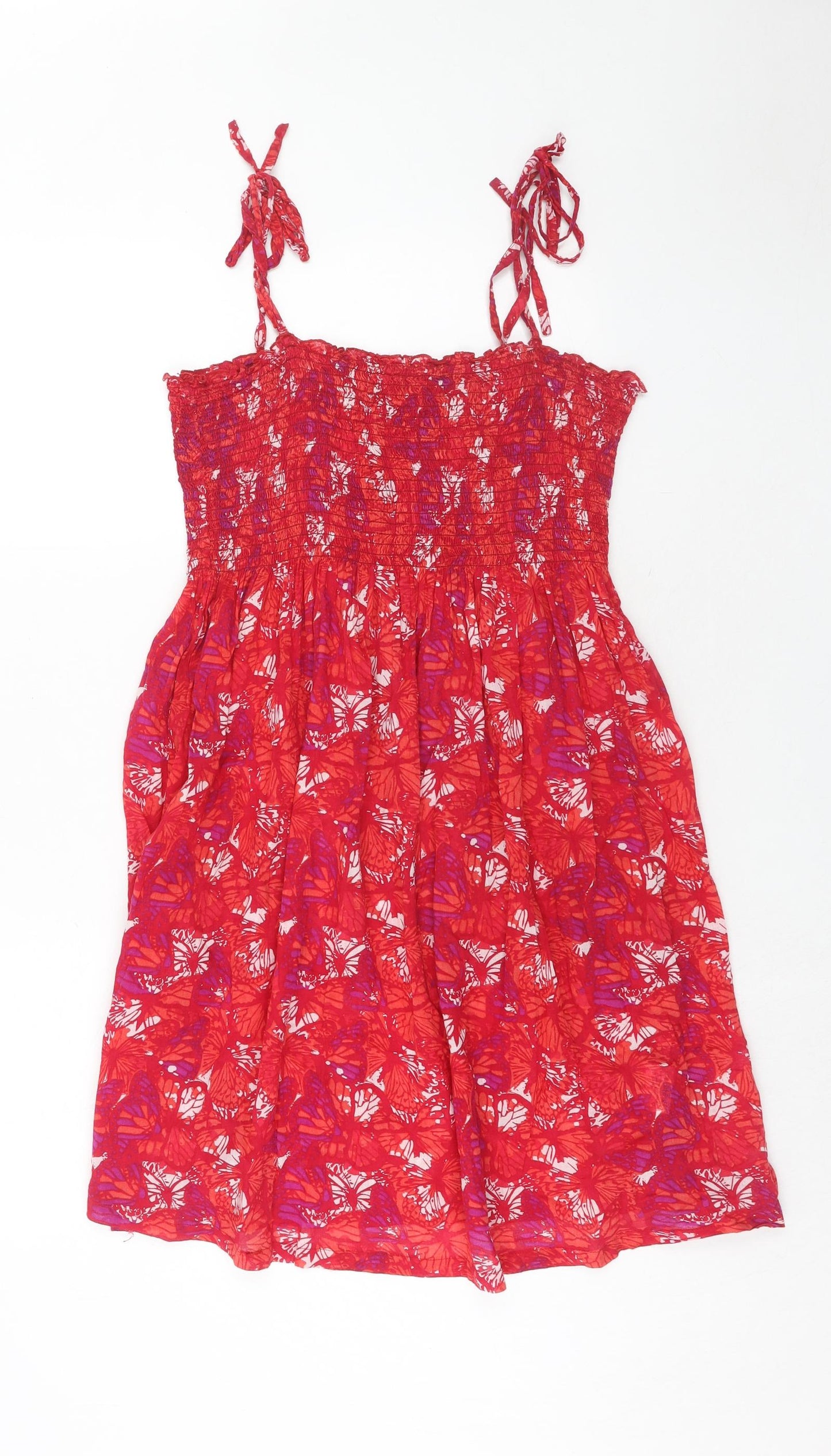 Editions Womens Red Geometric Cotton Tank Dress Size 20 Square Neck Pullover