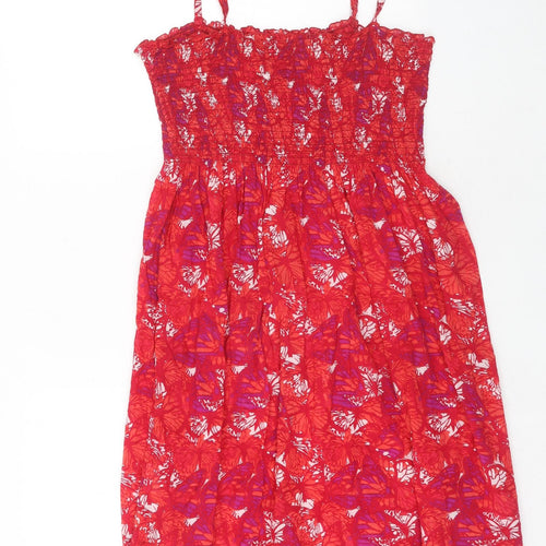Editions Womens Red Geometric Cotton Tank Dress Size 20 Square Neck Pullover