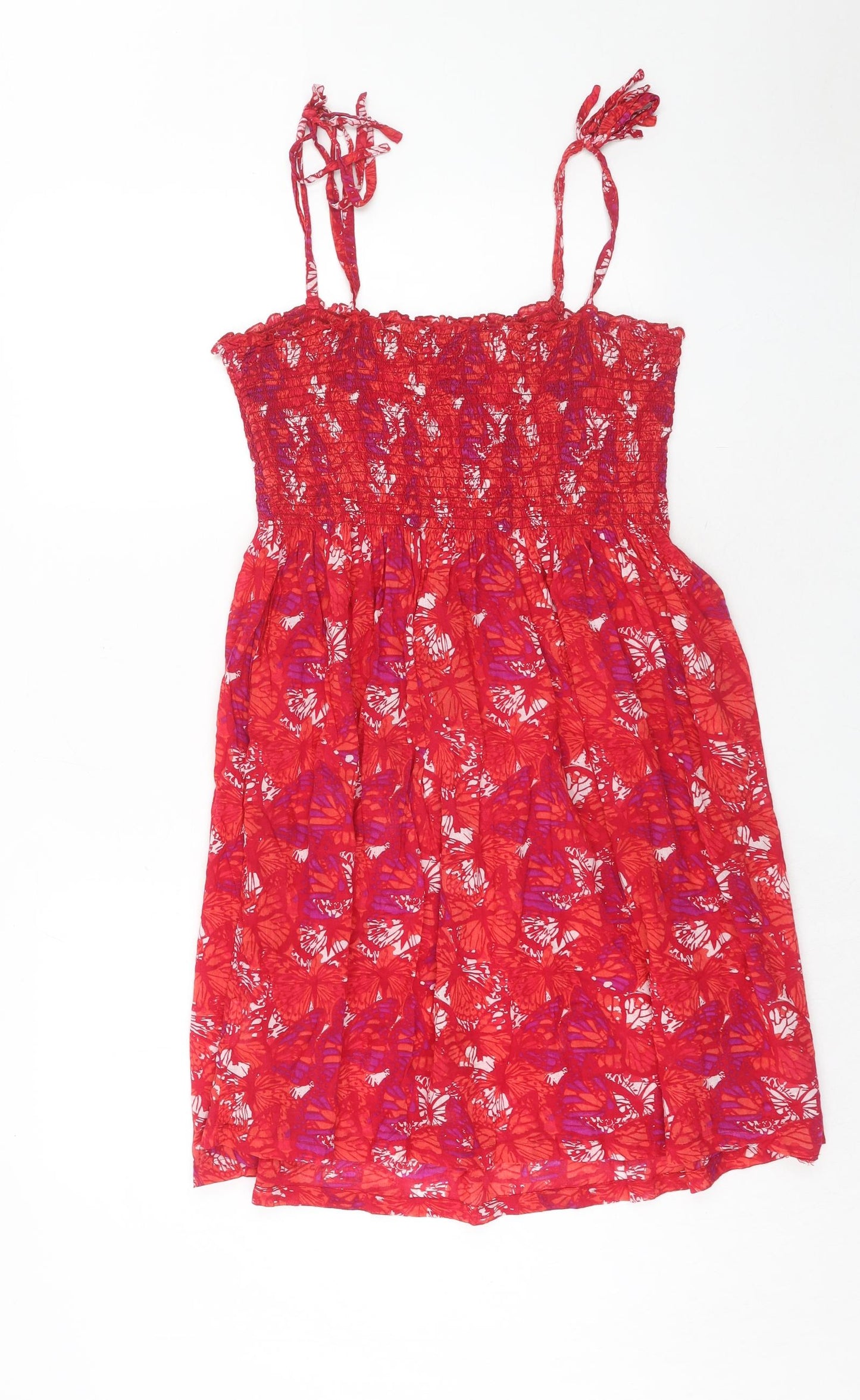 Editions Womens Red Geometric Cotton Tank Dress Size 20 Square Neck Pullover