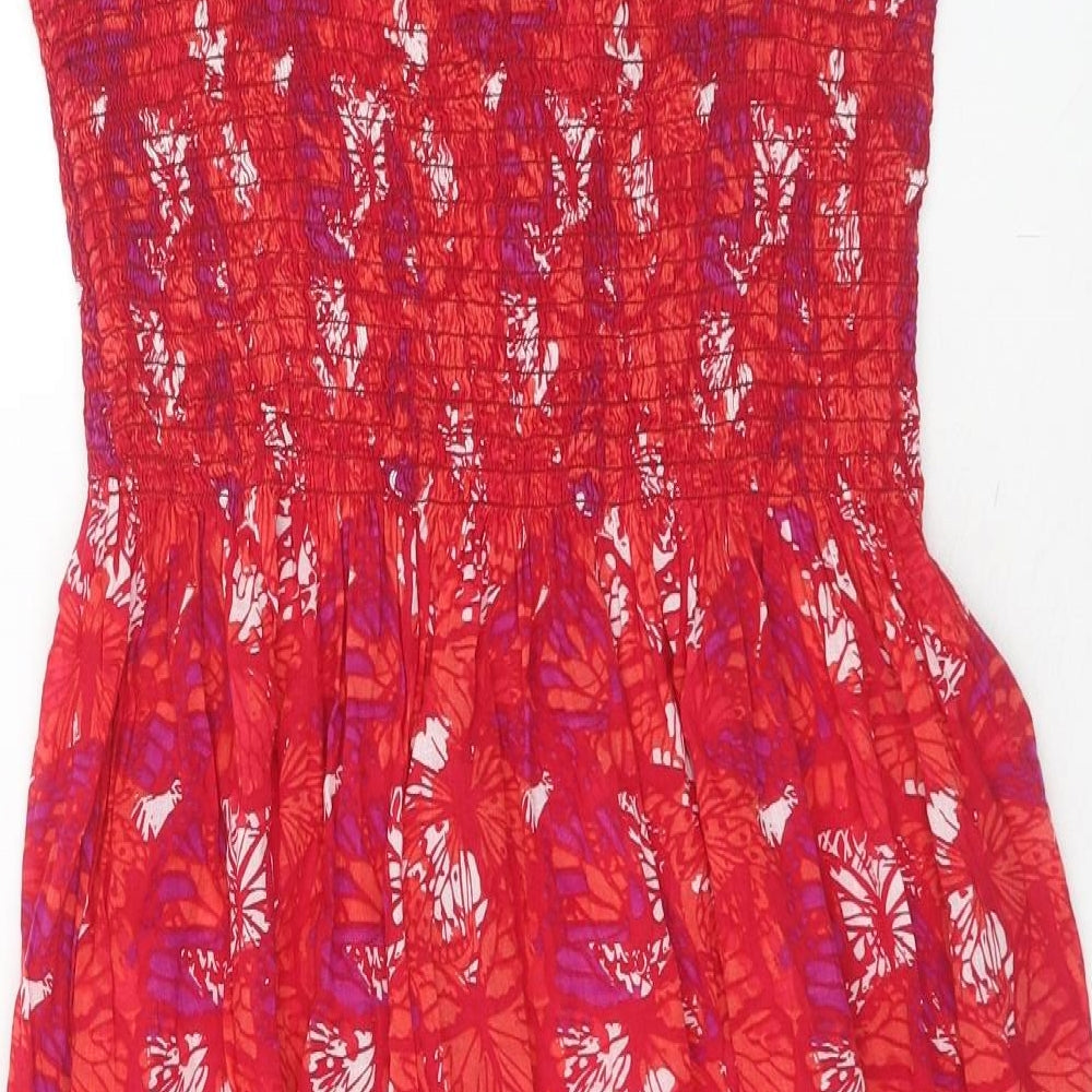 Editions Womens Red Geometric Cotton Tank Dress Size 20 Square Neck Pullover