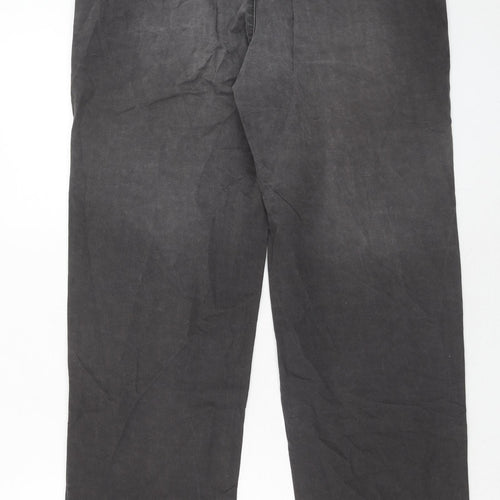 Marks and Spencer Mens Grey Cotton Chino Trousers Size 34 in L33 in Regular Zip