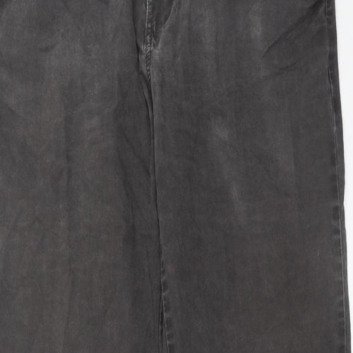 Marks and Spencer Mens Grey Cotton Chino Trousers Size 34 in L33 in Regular Zip