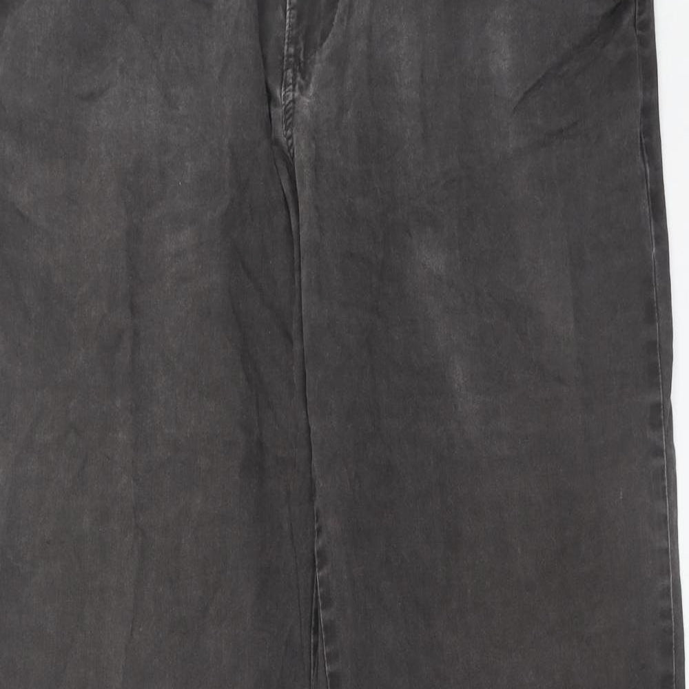 Marks and Spencer Mens Grey Cotton Chino Trousers Size 34 in L33 in Regular Zip