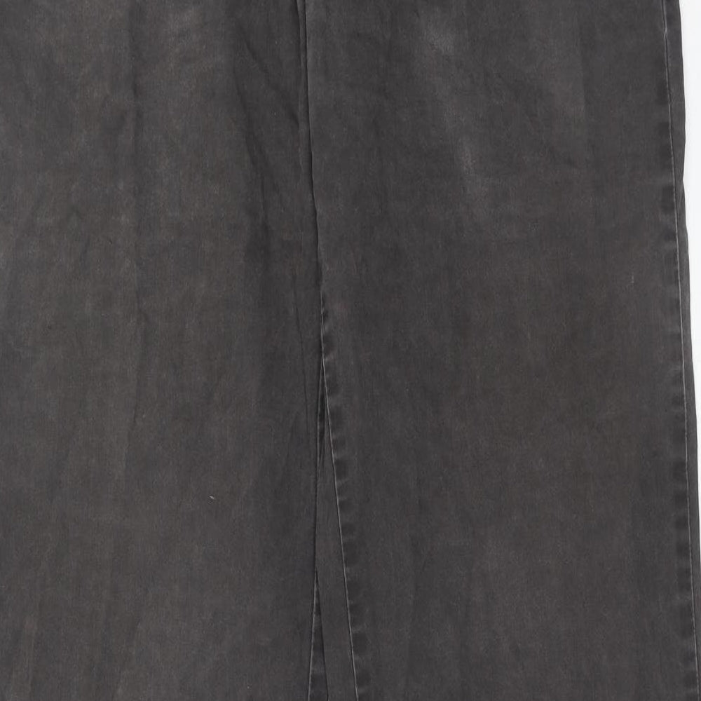 Marks and Spencer Mens Grey Cotton Chino Trousers Size 34 in L33 in Regular Zip